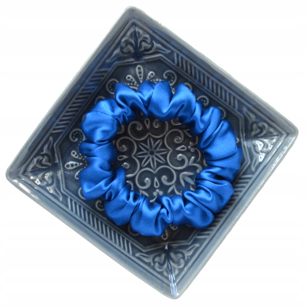 Gumka scrunchie frotka jedwabna mini COBALT