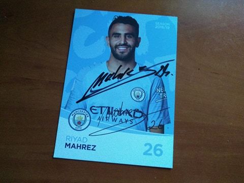 Riyad Mahrez Manchester City Oryginalny Autograf