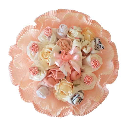 Bukiet z ubranek i pampersów 74 cm Chrzest Prezent