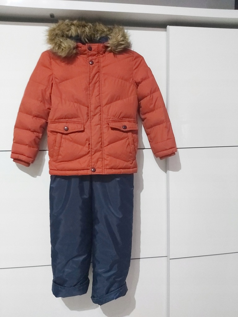 Kurtka zimowa, spodnie ocieplane dla chłopca 128