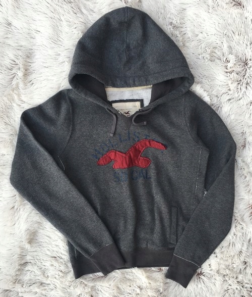 Szara bluza Hollister melanżowa logo L 40