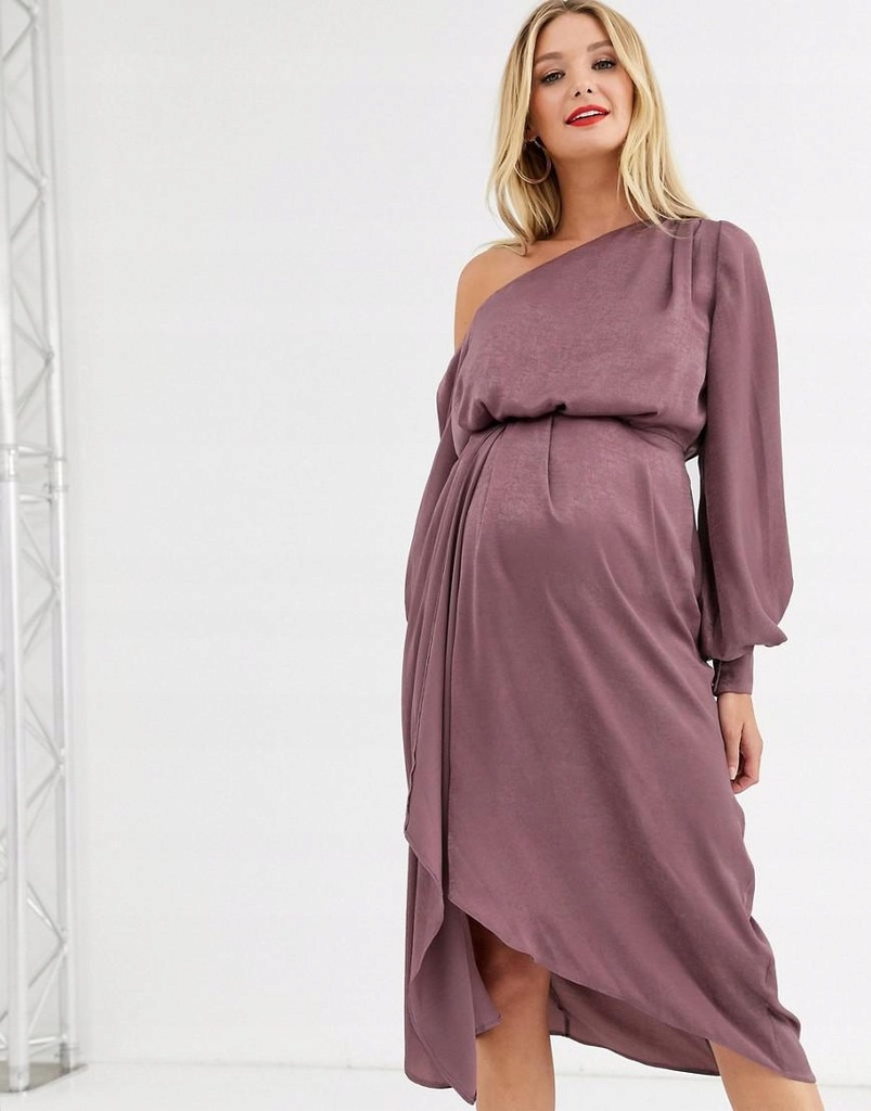 ASOS DESIGN__XZX SUKIENKA MIDI NA JEDNO RAMIĘ__XS