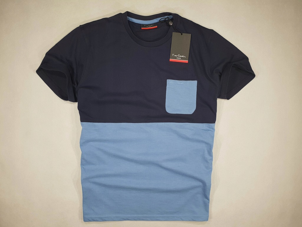 PIERRE CARDIN blue/navy t-shirt z kieszonką NOWY S