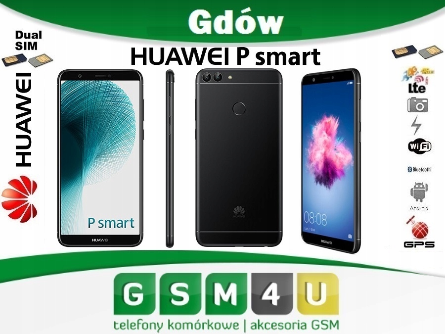 *HUAWEI P SMART FIG-LX1 32GB BLACK DUAL SIM GDÓW*