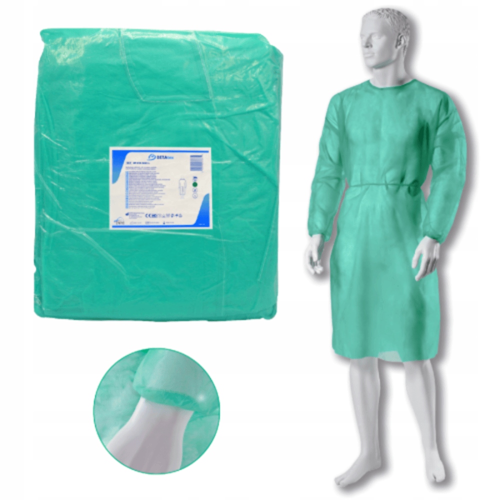Fartuch medyczny L z gumką 25g a'10szt zielony BETAtex Zarys