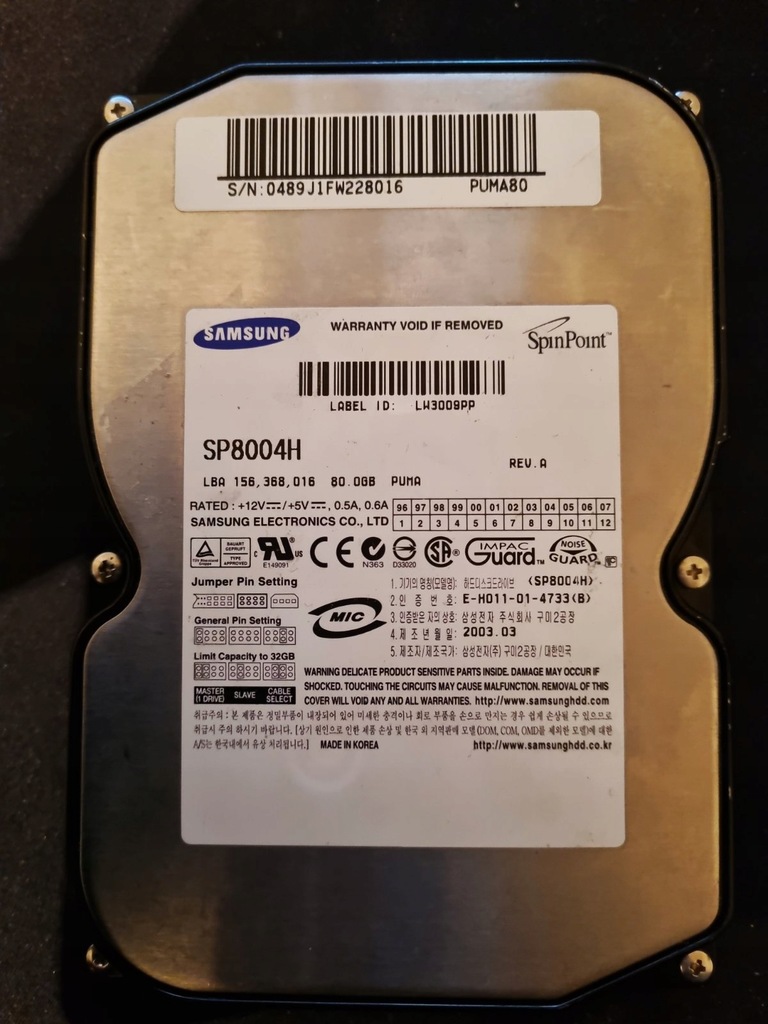 Dysk twardy 80GB SAMSUNG SP8004H