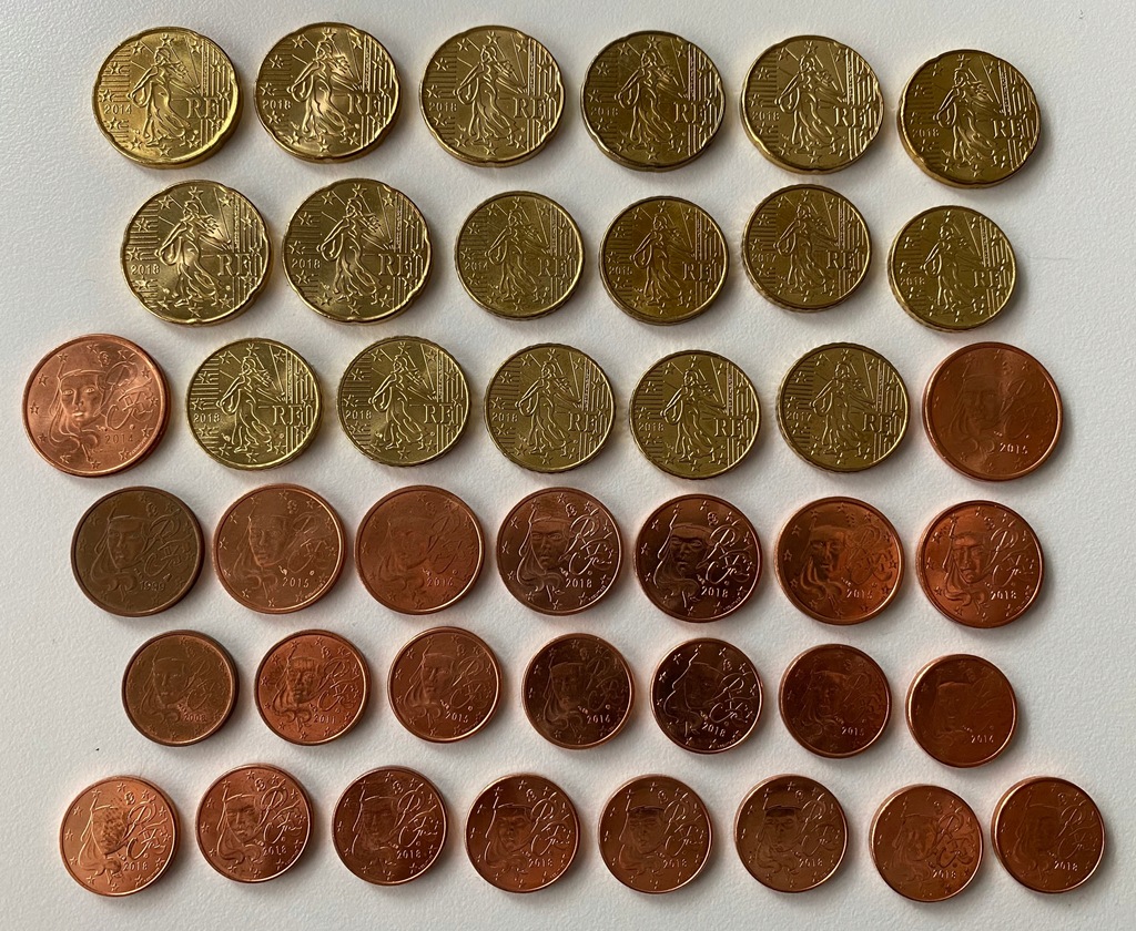 Monety EUROCENTY - FRANCJA euro cent RÓŻNE 2,89€