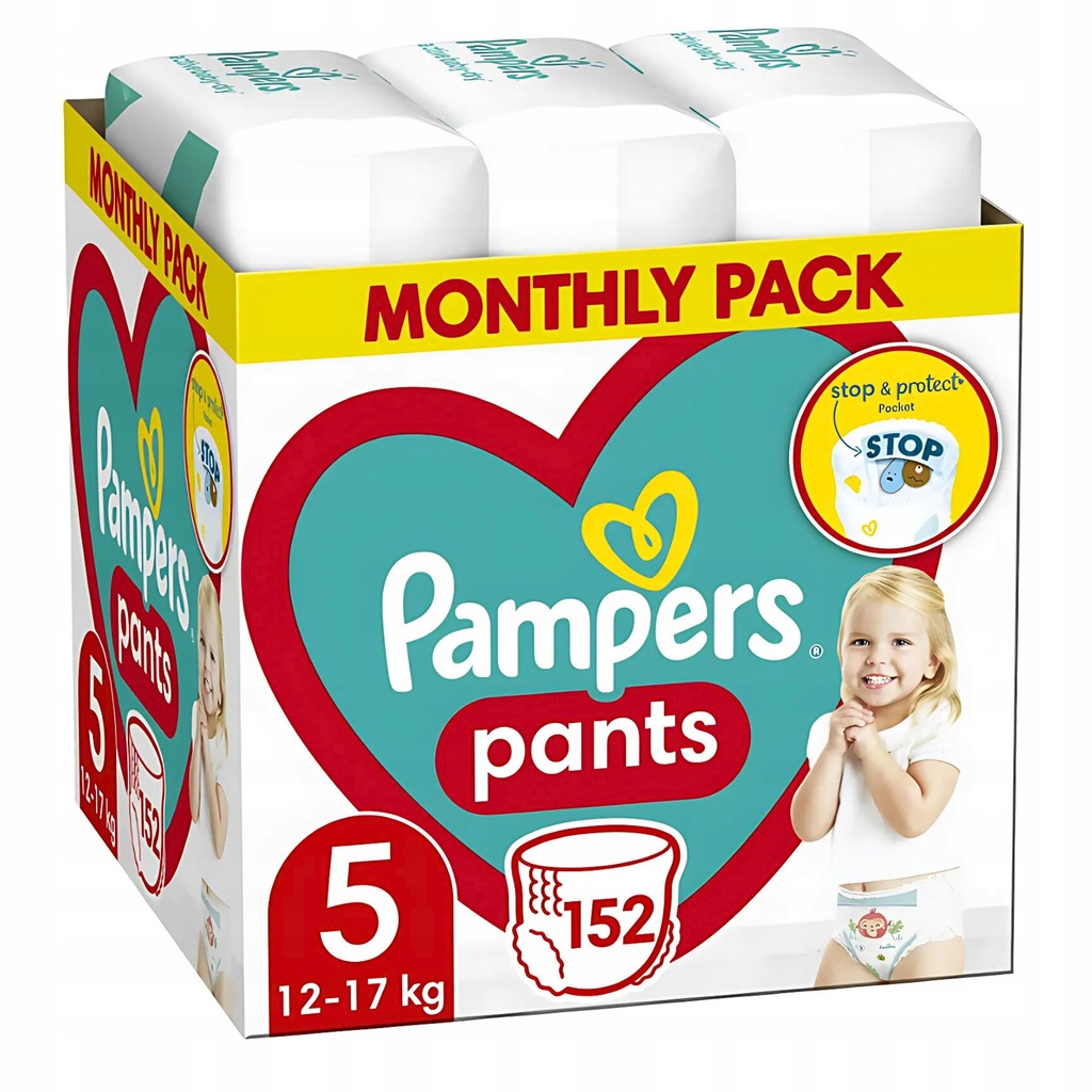 PAMPERS PANTS 5 PIELUCHOMAJTKI 152 SZTUK DO 12-17 KG ZAPAS DLA DZIECKA
