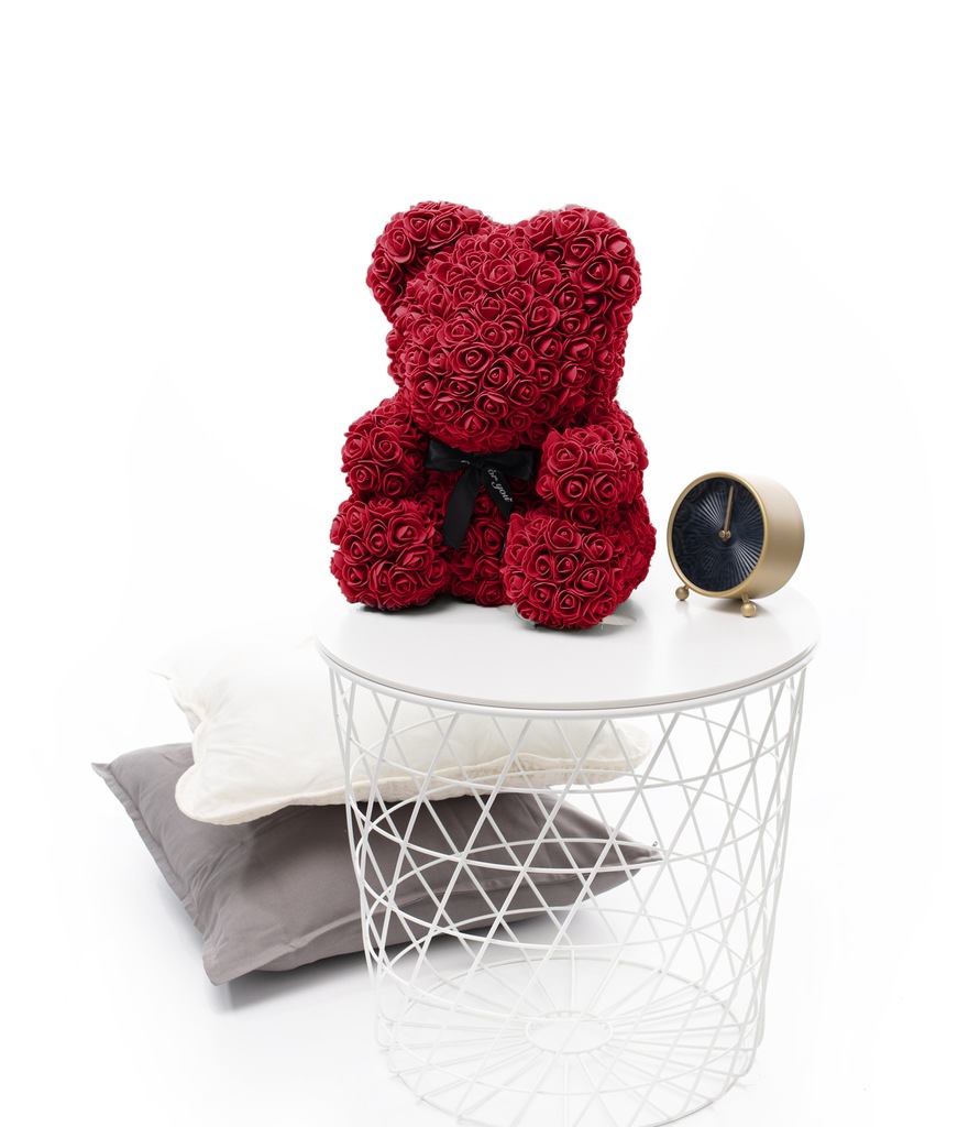 Miś z płatków róż - ROSE BEAR 40 cm BORDOWY