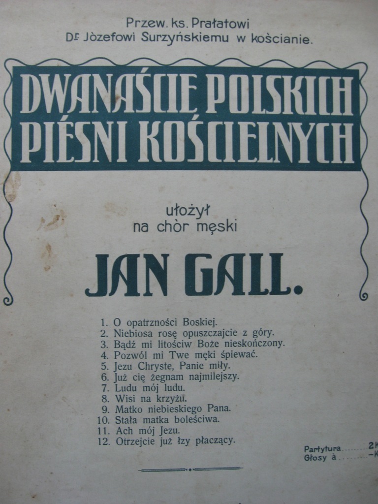 12 polskich pieśni kościelnych na chór męski 1930