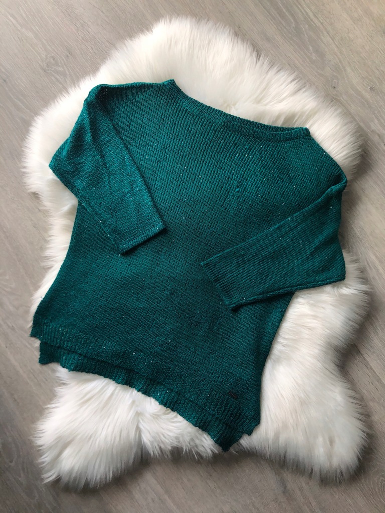 Zielony sweter Mohito XS S cekiny świąteczny