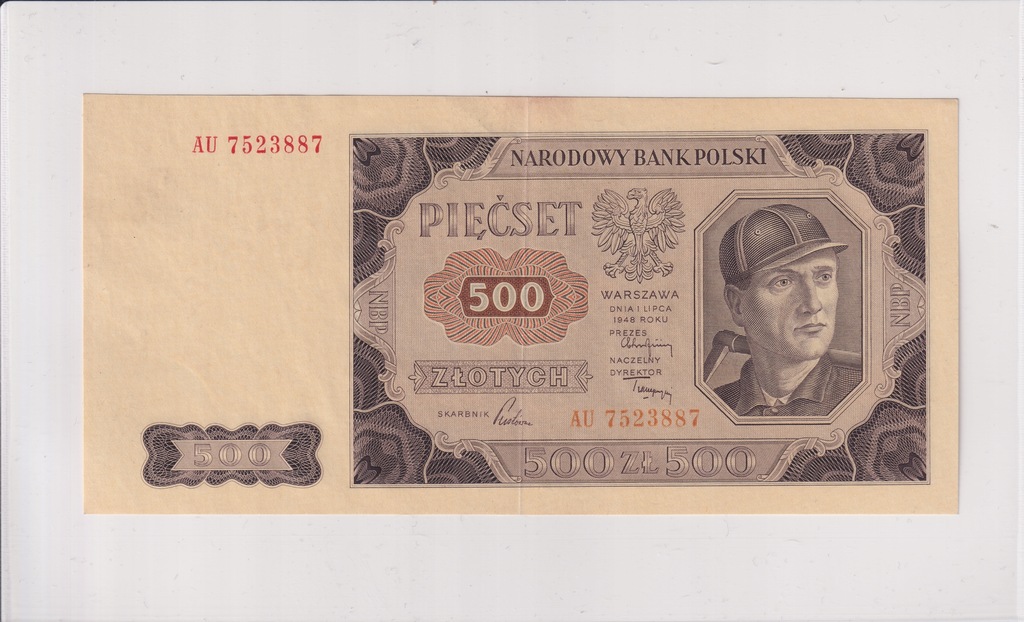 500 Złotych Polska 1948 Seria AU