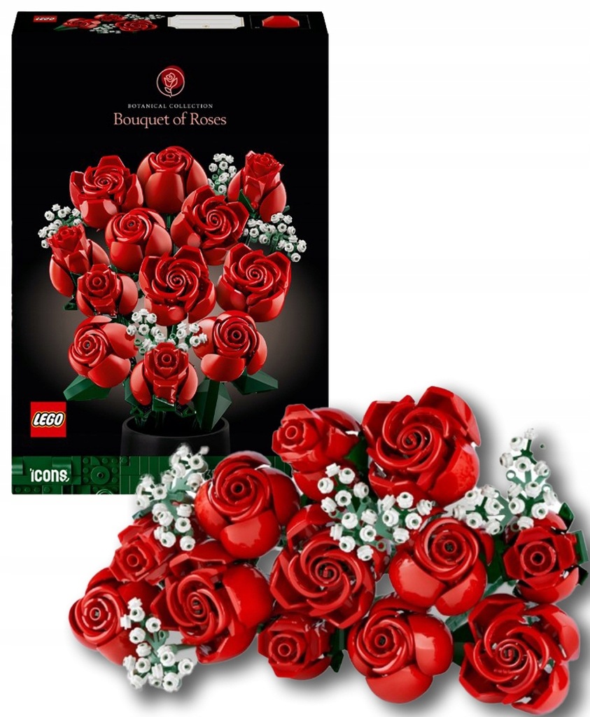KLOCKI LEGO ICONS 10328 Bukiet róż IDEALNY PREZENT DLA NIEJ NA WALENTYNKI