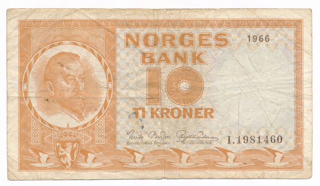 Norwegia, 10 koron 1966, st. 3