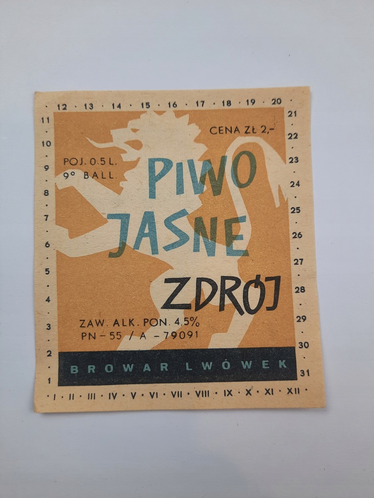 Etykieta piwo zdrój Browar Lwówek