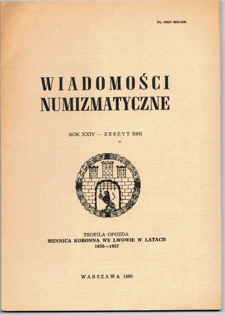 Wiadomości numizmatyczne Rok XXIV Zeszyt 3 (93)