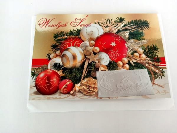 PROMO Karnet złoty Boże Narodzenie (stroik z opłatkiem) p5 Verte cena za 1s