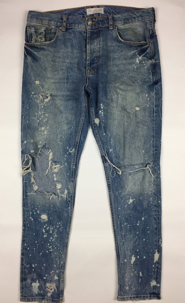 Zara mocno dziurawe jeans przebarwienia XL *PWS27*