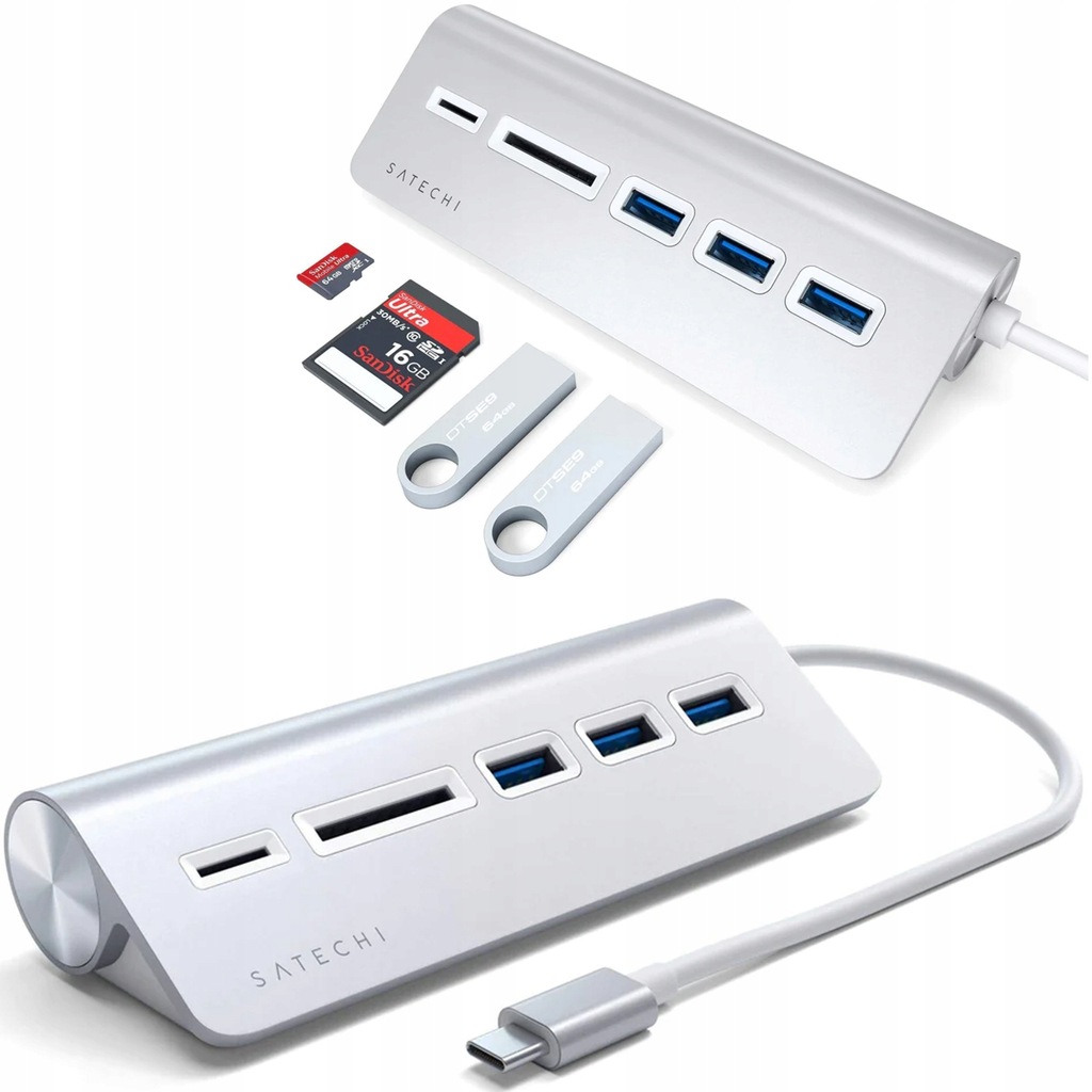 Adapter SATECHI Combo Hub USB-C, 3x USB-A, Czytnik Kart Micro/SD