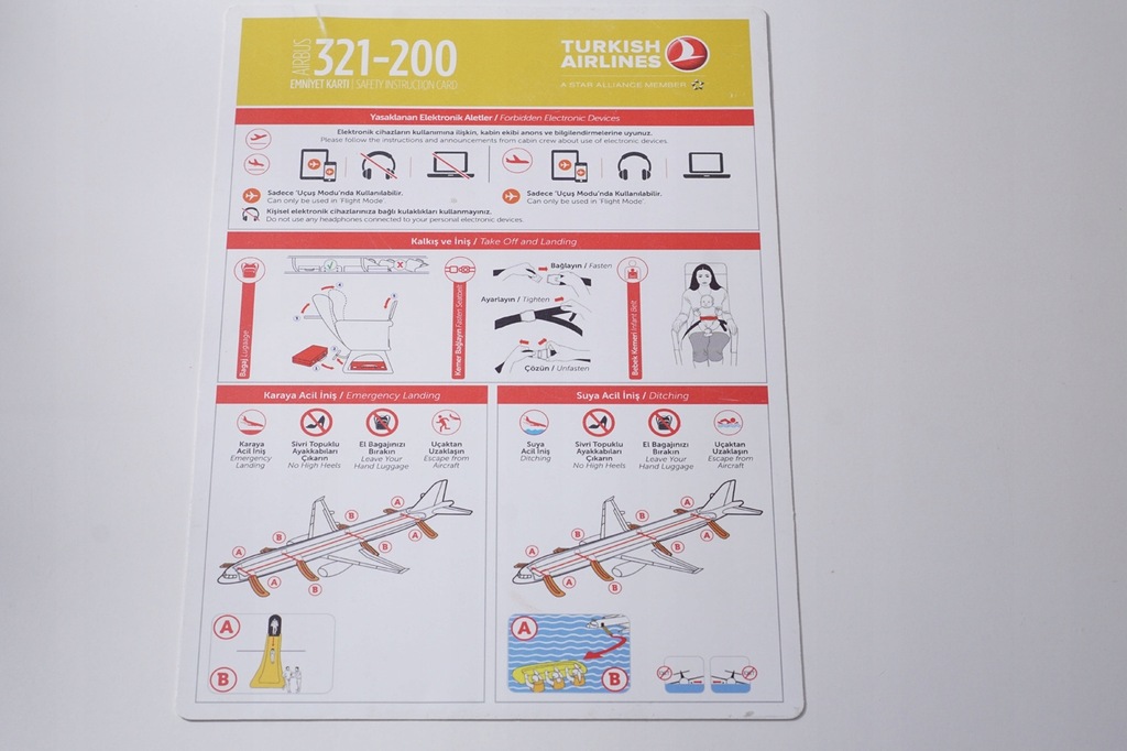 Turkish Airlines safety Card Instrukcja bezpieczeństwa Airbus A321-200