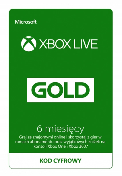 Subskrypcja Microsoft Xbox Live Gold 6 miesięcy