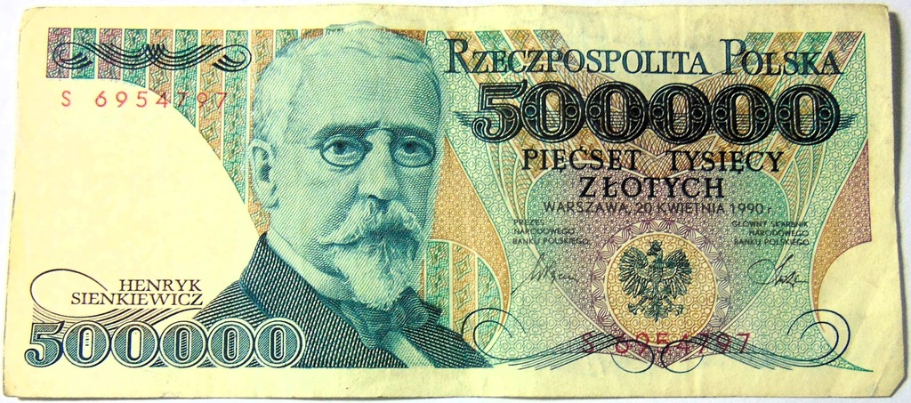 1990 500000 zł złotych Sienkiewicz seria S