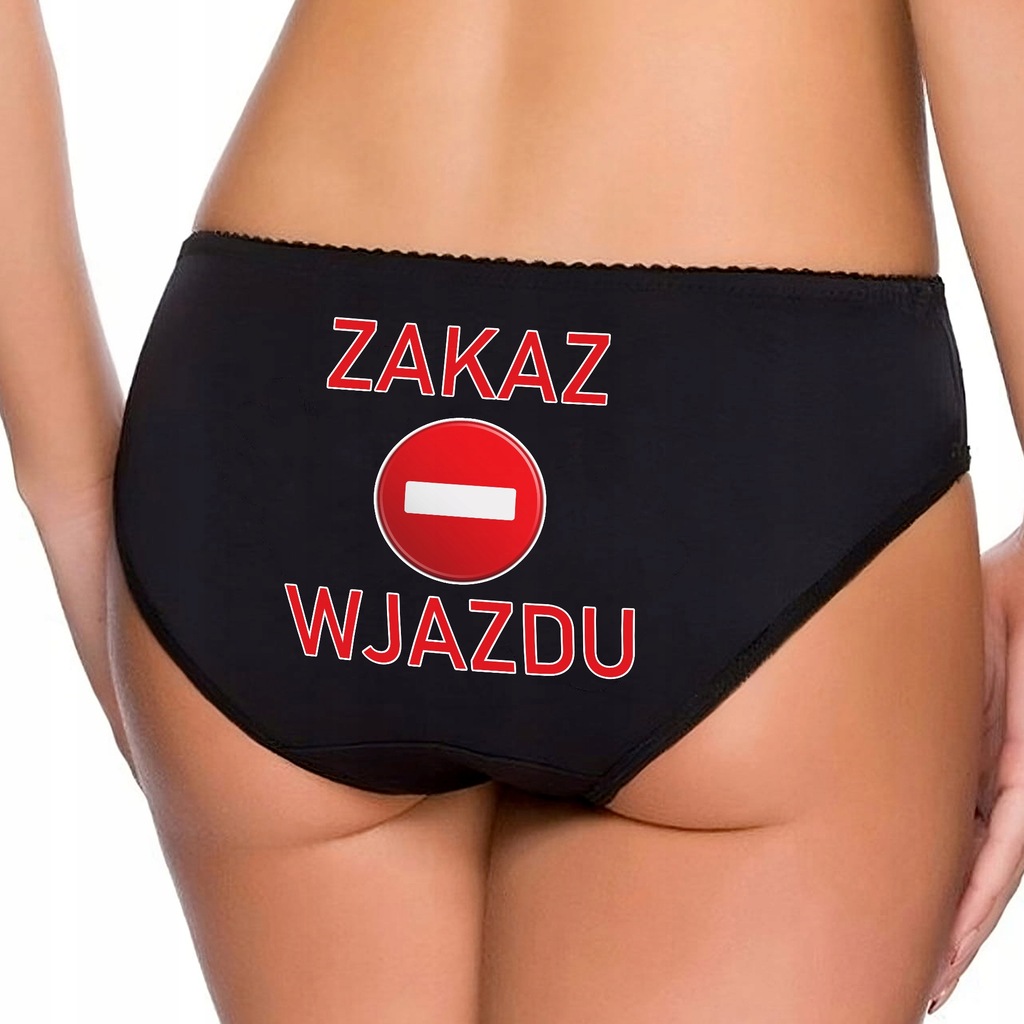 Majtki Damskie FIGI rozmiar L Czarne ZAKAZ WJAZDU Śmieszne Wiele Wzorów