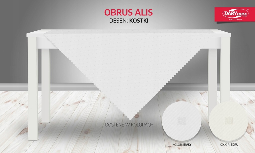 OBRUS ALIS 80X80 BIAŁY KOSTKA