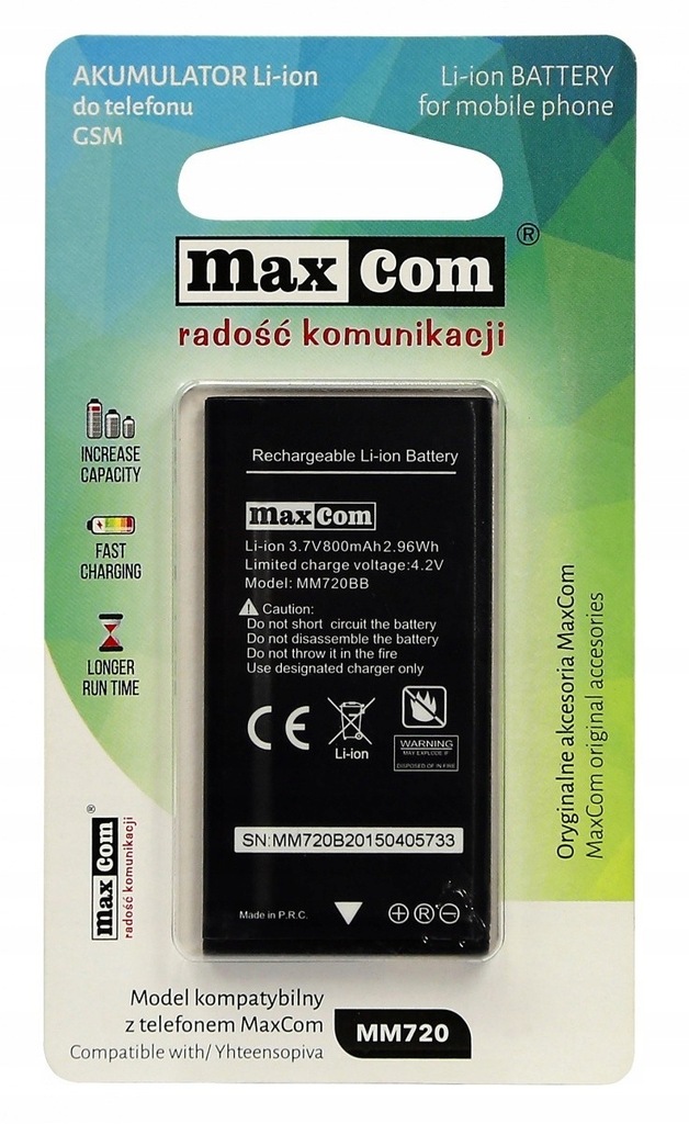 Bateria MM720; Maxcom 800 mAh