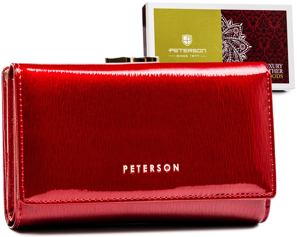 PETERSON damski skórzany portfel antykradzieżowy na prezent dla niej