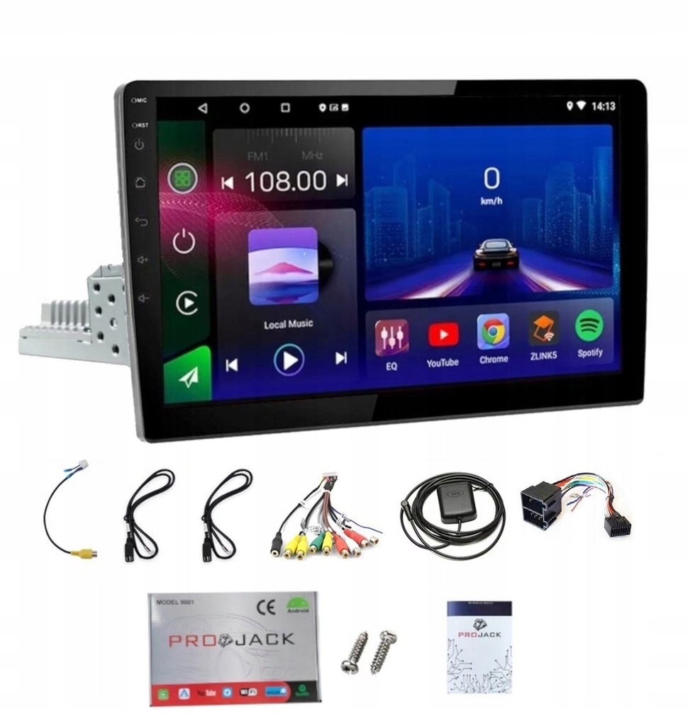 RADIO NAWIGACJA GPS 1 DIN 10CALI ANDROID USB BT WIFI CARPLAY USB 2/32GB