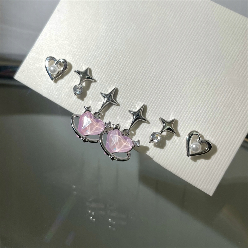 Pink Crystal Opal Peach Heart Cross Star Drop