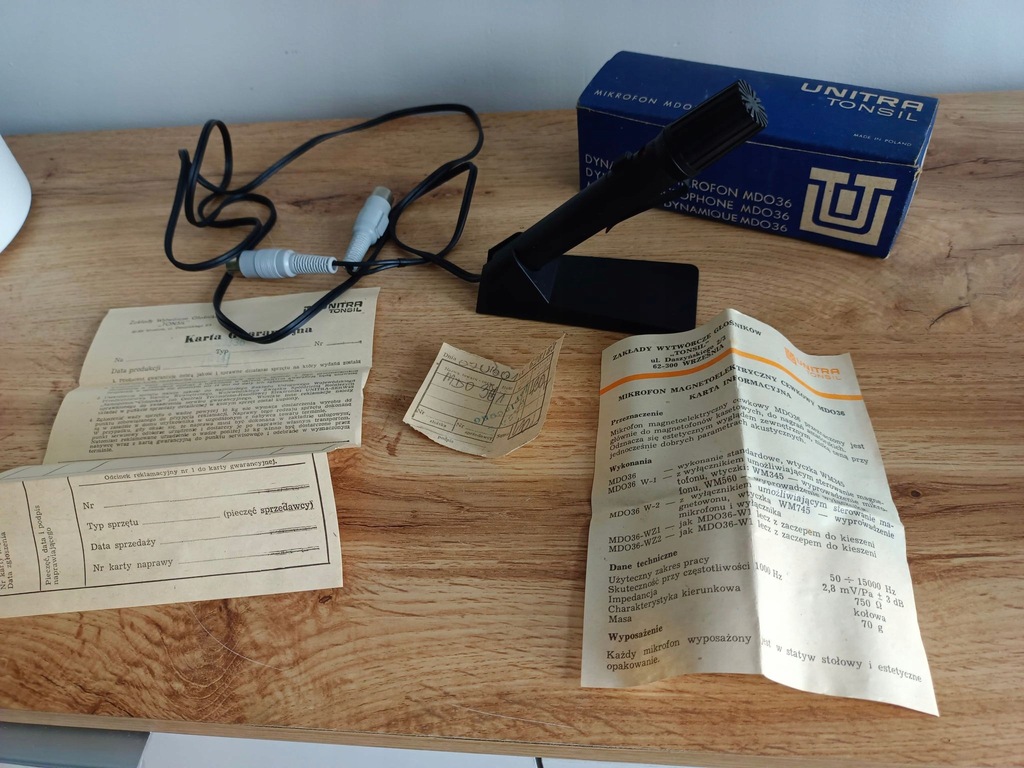 Mikrofon MDO36 w pudełku dynamiczny Unitra Tonsil