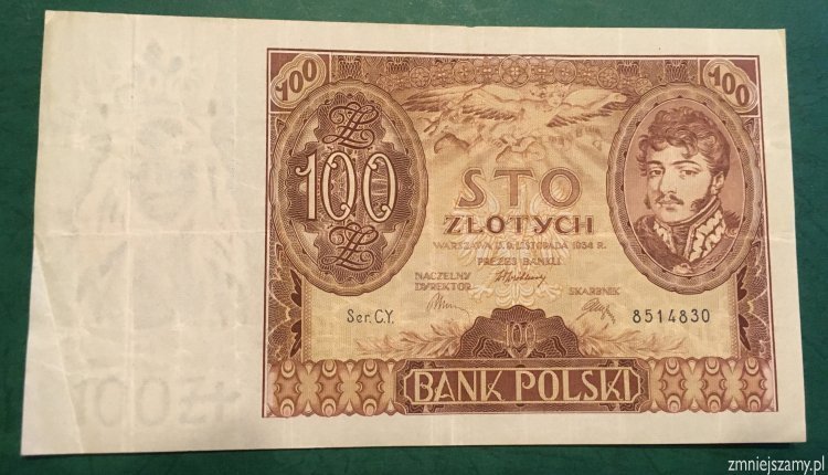 Polska -  banknot 100 zł z 1934 roku dla WOŚP