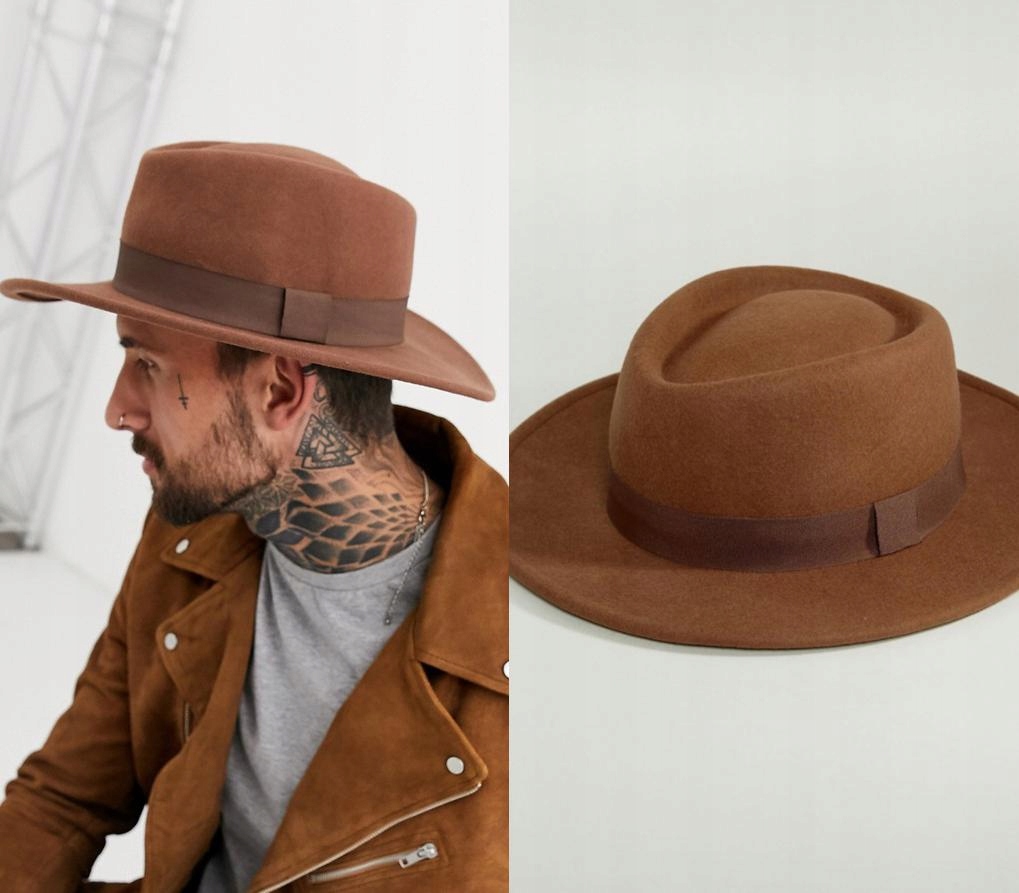 ASO DESIGN BRĄZOWY KAPELUSZ FEDORA (S)