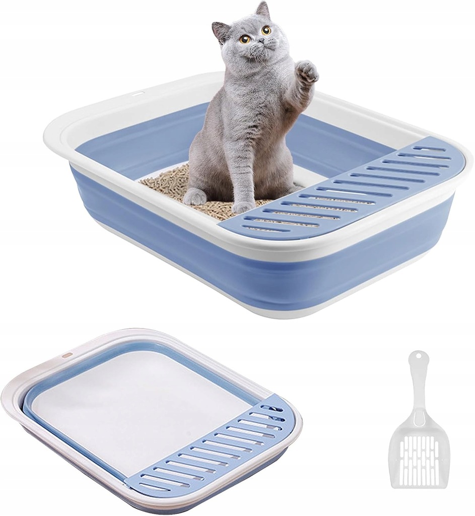 SKŁADANA KUWETA DLA KOTA KMDZDZGS 53x40x13.5 CM + ŁOPATKA