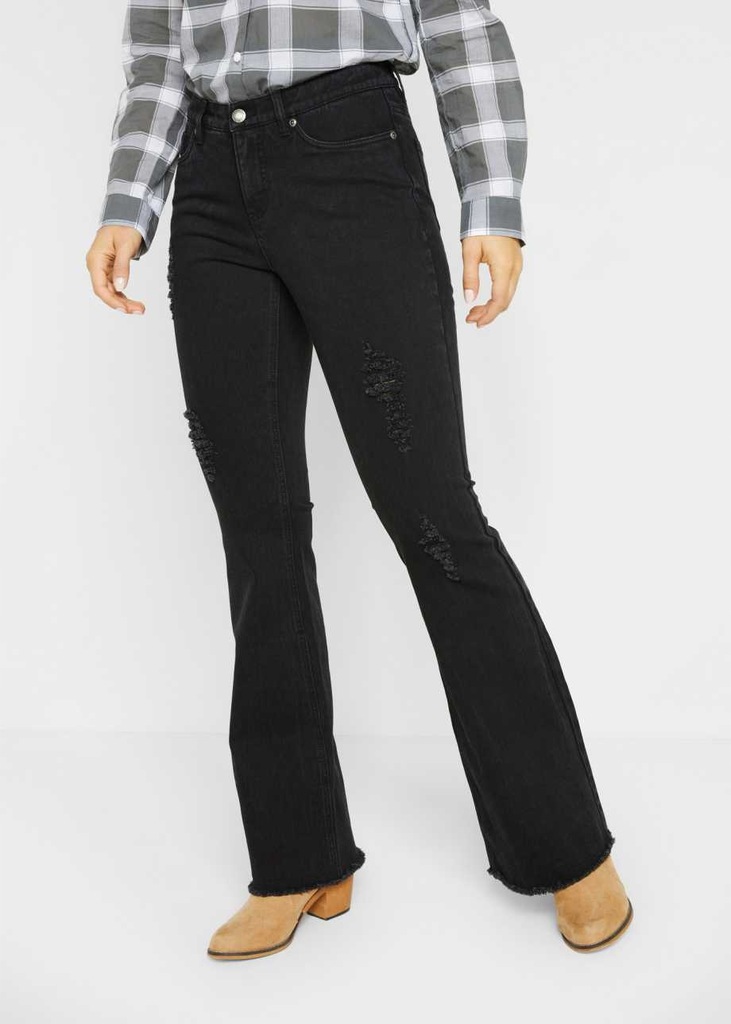 B.P.C jeansy czarne z przetarciami ciemne ^42