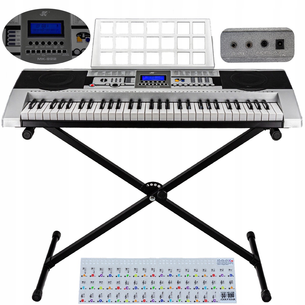 DUŻY KEYBOARD Organy Pianino MK-922 LCD + STATYW