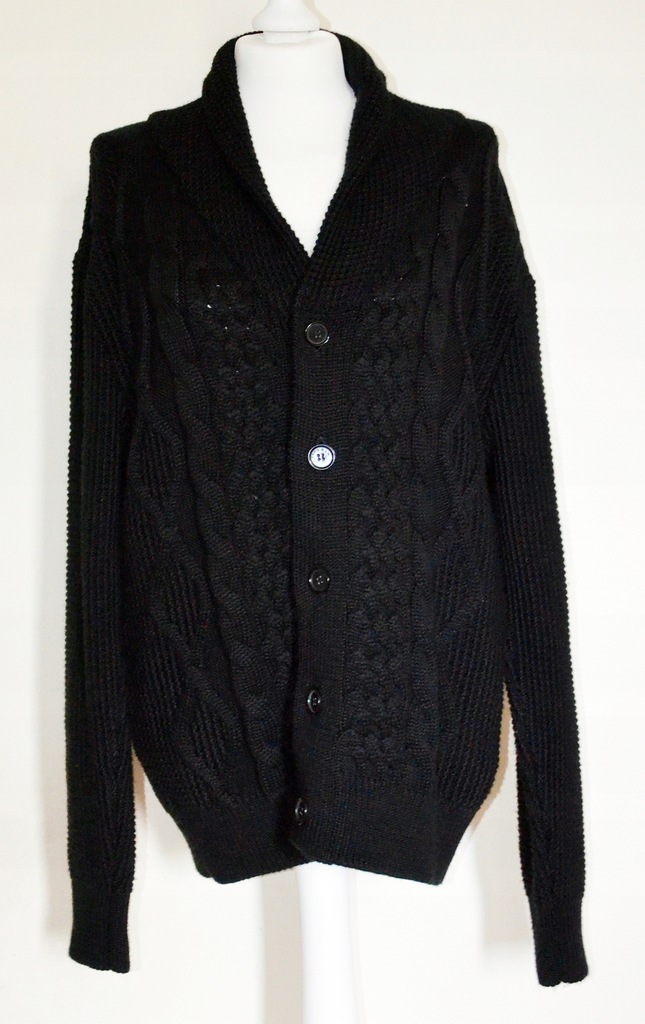 ZARA czarny sweter kardigan wełna rozmiar L / XL