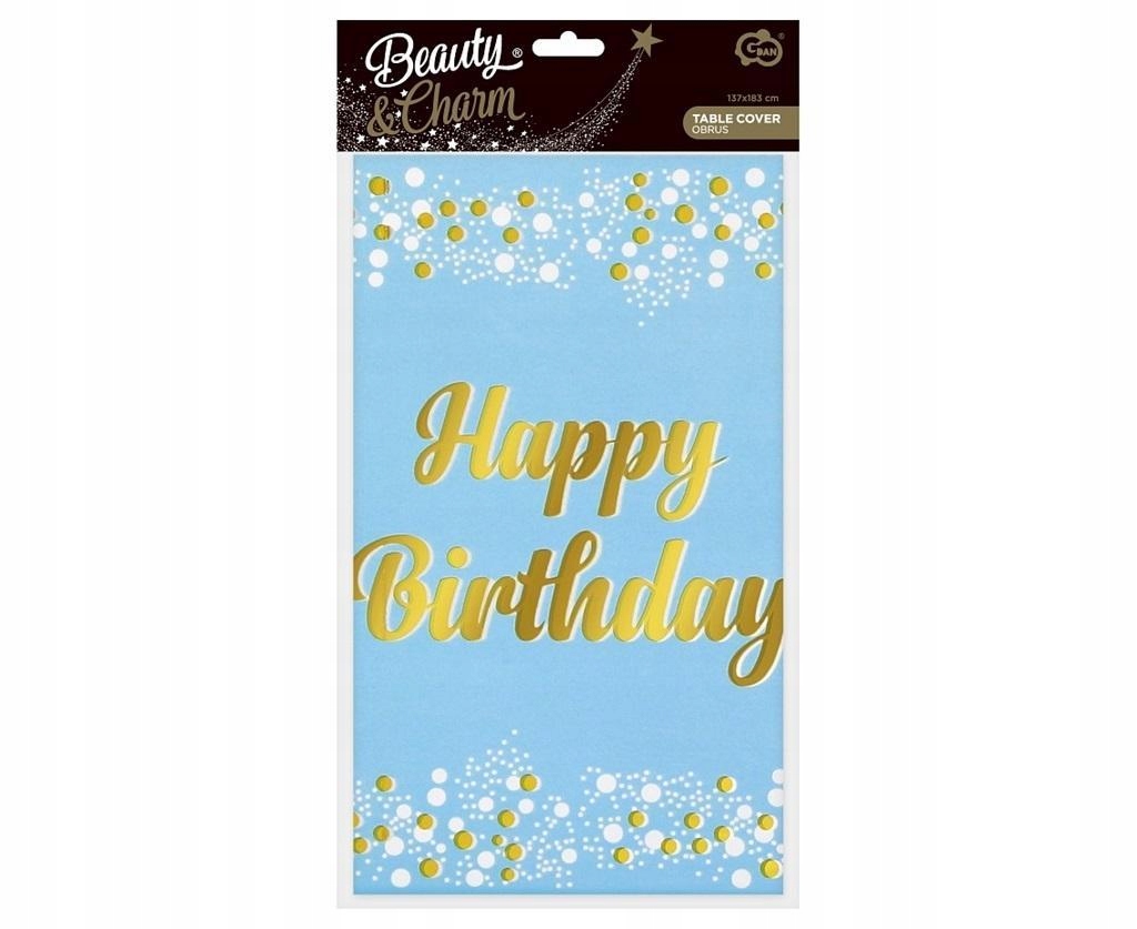 OBRUS FOLIOWY B&C HAPPY BIRTHDAY NIEBIESKI 137X183