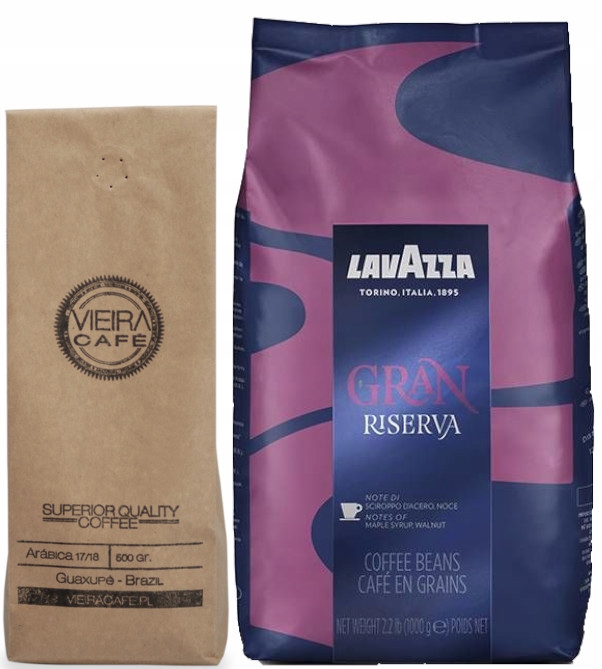 LAVAZZA GRAN RISERVA 1kg + VIEIRA CAFE 500g ziarna
