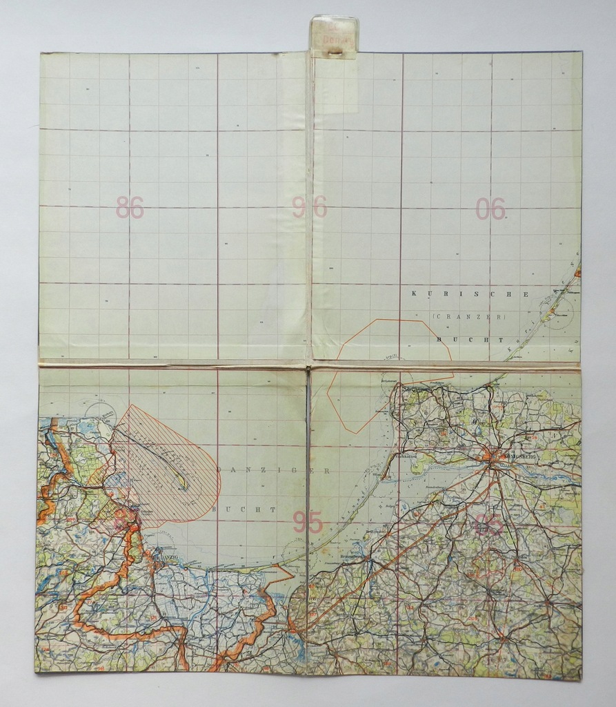 MAPA Z SAMOLOTU LUFTWAFFE GDAŃSK, GDYNIA, HEL 1939