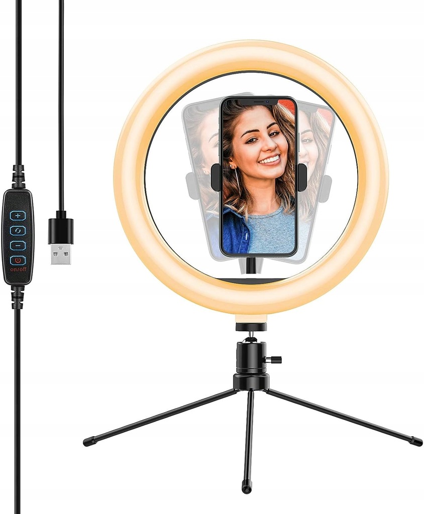 LAMPA PIERŚCIENIOWA RING USB MAKIJAŻ 10'' + MINI STATYW