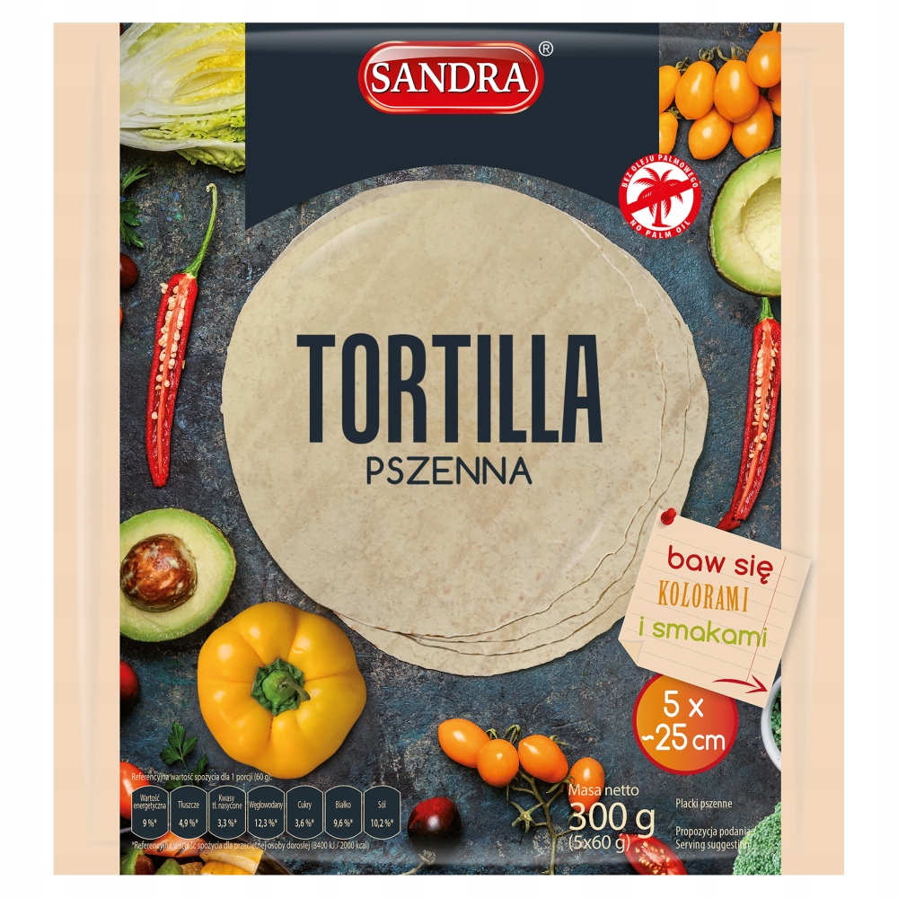 OUTLET Sandra Tortilla pszenna 300 g 5 x 60 g