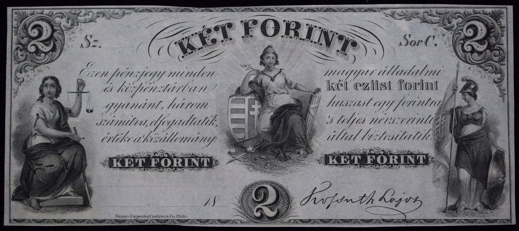 1852 Węgry seria C , KET FORINT - 2 forinty