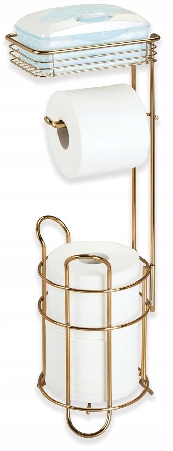 UCHWYT STOJAK NA PAPIER TOALETOWY WC ZŁOTY METAL