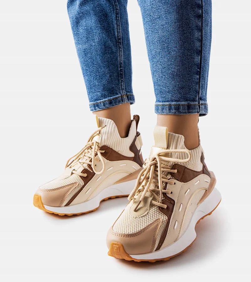 Beżowe sportowe sneakersy materiałowe Begins 39