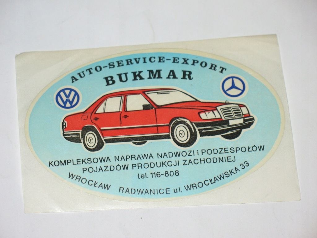 MERCEDES Auto Service BUKMAR WROCŁAW naklejka z PRL