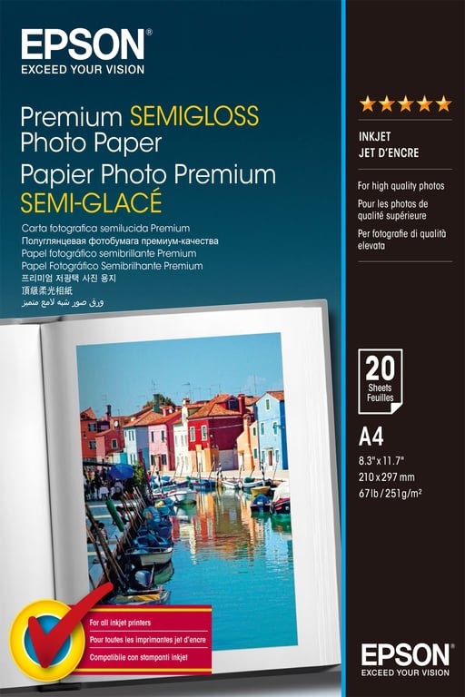 Epson Premium Semi-Gloss Photo Paper - A4 - 20 Ark