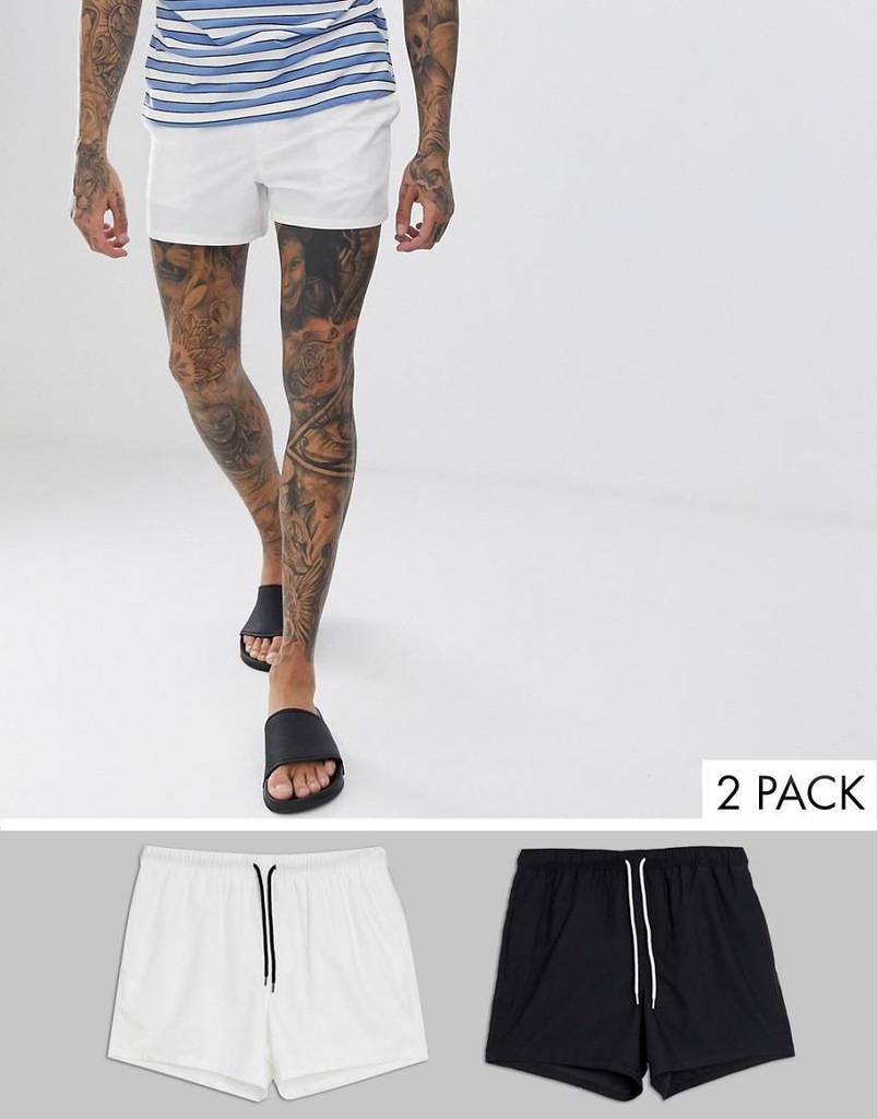 ASOS DESIGN_XDJ MĘSKIE SPODENKI PLAŻOWE 2-PACK__XS